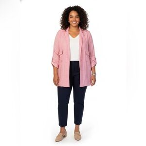 Shamask 100% Linen Open Front Jacket Size 1 Oversized Large XL Pink